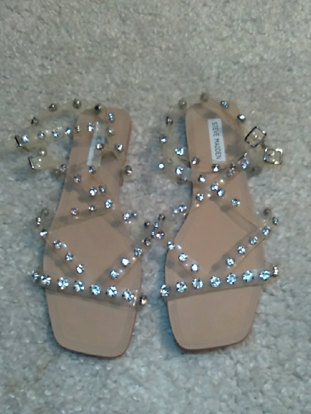 STEVE MADDEN JOLI Rhinestone PVC Sandals  Size 11 - Picture 4 of 16